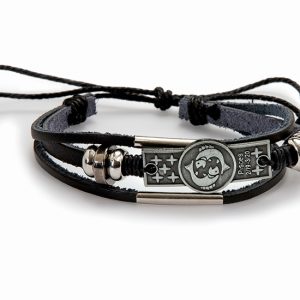 Βραχιόλι Δερμάτινο αυξομειώμενο  Ιχθύες (Pisces), (20/2 – 20/3) ΦΝ-3998Adjustable Leather Bracelet Pisces, (20/2 - 20/3) ΦΝ-3998