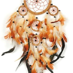 Ονειροπαγίδα χειροποίητη από ξύλο ύφασμα φτερά και χάντρες 17x55cm syllogi ΑΝ-550Dreamcatcher handmade from wood fabric feathers and beads 17x55cm syllogi AN-550
