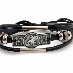 Βραχιόλι Δερμάτινο αυξομειώμενο Αιγόκερως (Capricorn), (22/12 – 20/1) ΦΝ-3996Adjustable Capricorn Leather Bracelet, (22/12 - 20/1) ΦΝ-3996