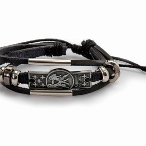 Βραχιόλι Δερμάτινο αυξομειώμενο Δίδυμοι (Gemini), (21/5 – 21/6) ΦΝ-4001Adjustable Leather Bracelet Gemini, (21/5 - 21/6) ΦΝ-4001