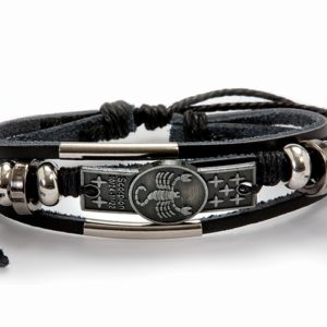 Βραχιόλι Δερμάτινο αυξομειώμενο Σκορπιός (Scorpio), (24/10 – 22/11) ΦΝ-4006Adjustable Leather Bracelet Scorpio, (24/10 - 22/11) ΦΝ-4006