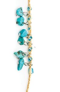 Βραχιόλι ψάθα με Ημιπολύτιμους Λίθους Τυρκουάζ αυξομειώμενο ΦΝ-4978Adjustable Wicker bracelet with Semi-Precious Stones Turquoise ΦΝ-4978