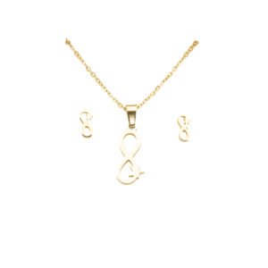 Σετ κολιέ με σκουλαρίκια άπειρο χρυσό χρώμα ατσάλι σε συσκευασία δώρου syllogi ΦΝ-5328Steel Necklace set with earrings infinity in gold color in gift box syllogi ΦΝ-5328