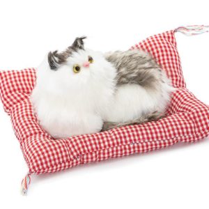 Διακοσμητική Γάτα γκρι υφασμάτινη με χνούδι 14 cm ΦΤ-1530Decorative gray fabric cat with fluff 14 cm ΦΤ-1530