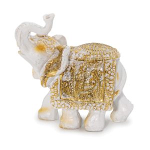 Ελέφαντας διακοσμητικός λευκός-χρυσός Polyresin 7.5x3.5x6.5cm syllogi ΦΤ-1517Elephant decorative white-gold Polyresin 7.5x3.5x6.5cm syllogi ΦΤ-1517