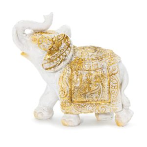 Ελέφαντας διακοσμητικός λευκός-χρυσός Polyresin 10x5x8.5cm syllogi ΦΤ-1518Elephant decorative white-gold Polyresin 10x5x8.5cm syllogi ΦΤ-1518
