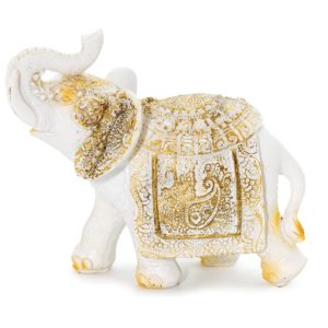 Ελέφαντας διακοσμητικός λευκός-χρυσός Polyresin 12.5x6x10cm syllogi ΦΤ-1519Elephant decorative white-gold Polyresin 12.5x6x10cm syllogi ΦΤ-1519